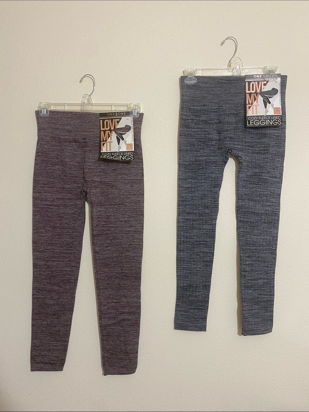 Lot of 2--ONE 5 ONE Love My Fit Cozy Fleece Lined Leggings Women's Size L/XL